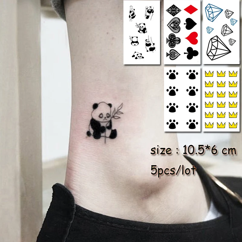 

Temporary Tattoo Sticker panda crown diamond waterproof fake Tatto Water Transfer small size flash Tatoo for girl woman kid man