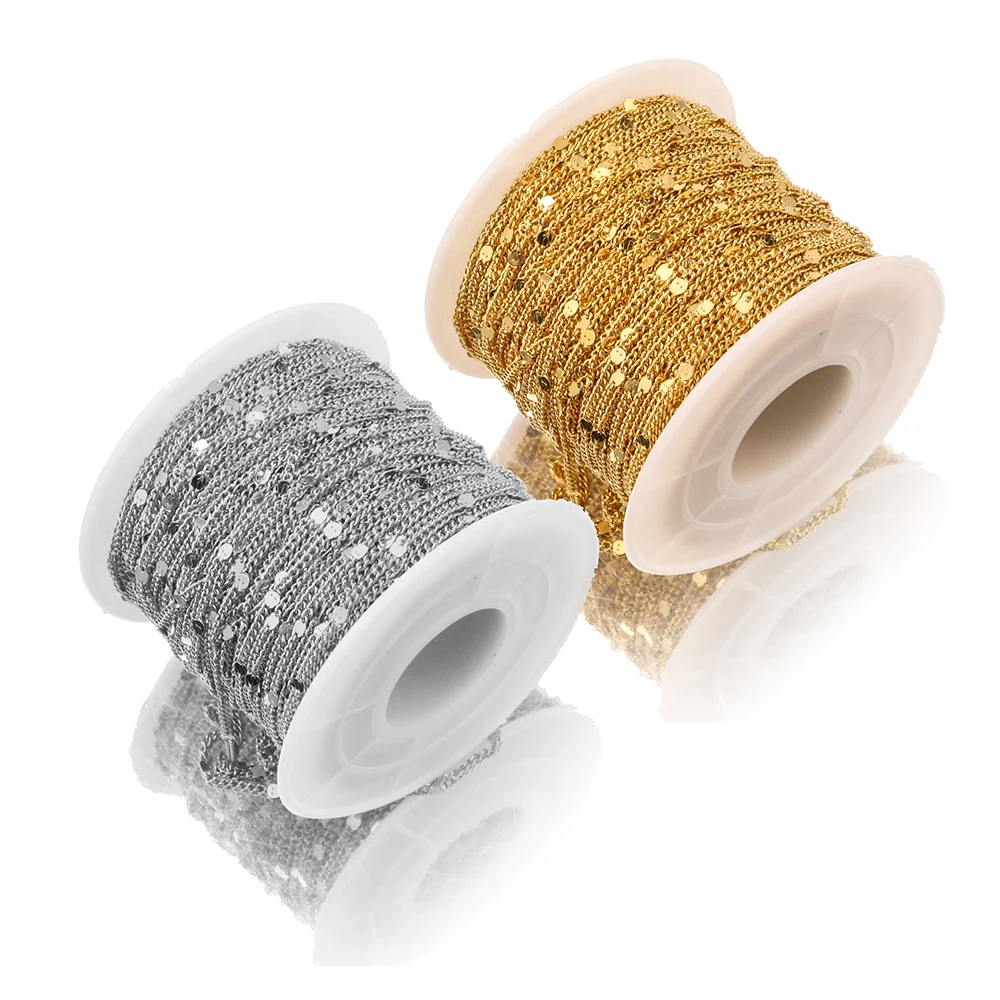 2Meter Width 1.5mm Stainless Steel Gold Press Rounding Chains for Earring Anklet Necklace Jewelry Making DIY Handcrafts Supplies