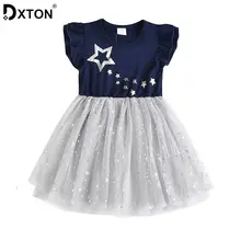 Dxton/платье для маленьких девочек; платье принцессы с рисунком звезды; Детский сарафан с единорогом; платье-пачка Fille; Robe; Детская летняя одежда с героями мультфильмов; платья