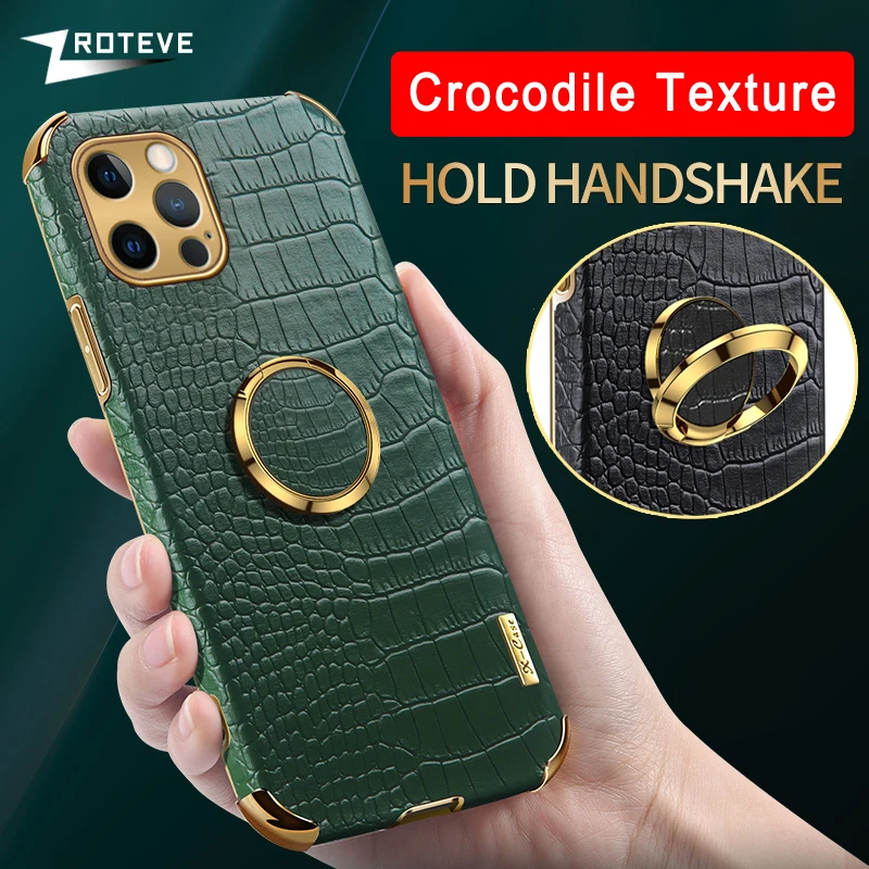 12 Zroteve para iPhone 12 11 Pro Max Mini patrón de cocodrilo Coque para iPhone X XR XS Max 8 7 6S 6 Plus SE 2020 casos
