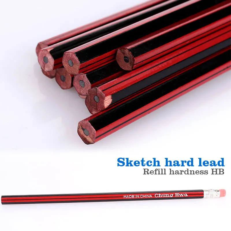 Carpenter Pencils Wooden Pencil HB 19cm Student Measuring Writing 12pcs/Lot Durable Marker Crafts Marking Sketching Universal
