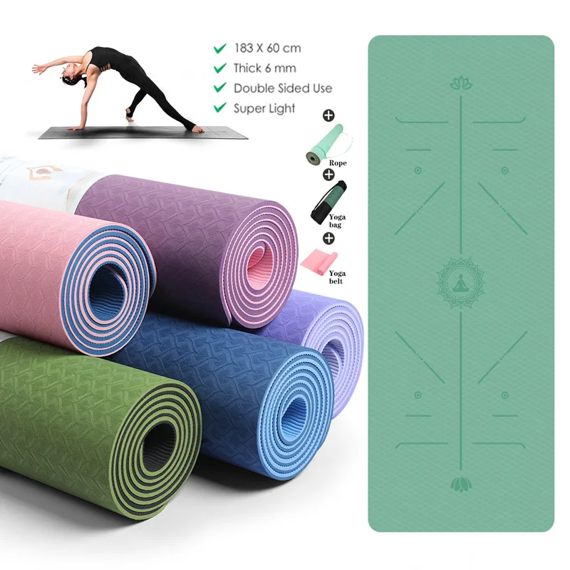 Yoga Mats Non Slip Fitness Mat For Beginner Environmental Gymnastics 183X61CM TPE Position Line Super Light Gym Pilates New | Спорт и