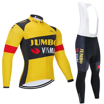 

TEAM 2020Winter JUMBO VISMA Cycling JERSEY Bike Pants Clothing men Ropa Ciclismo Thermal Fleece bicycling Maillot Culotte wear