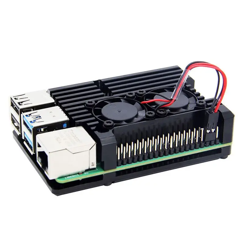 Portable Aluminum Metal Enclosure Dual Fan B Case Box For Raspberry Pi 4 Model Case Box Dual Fan