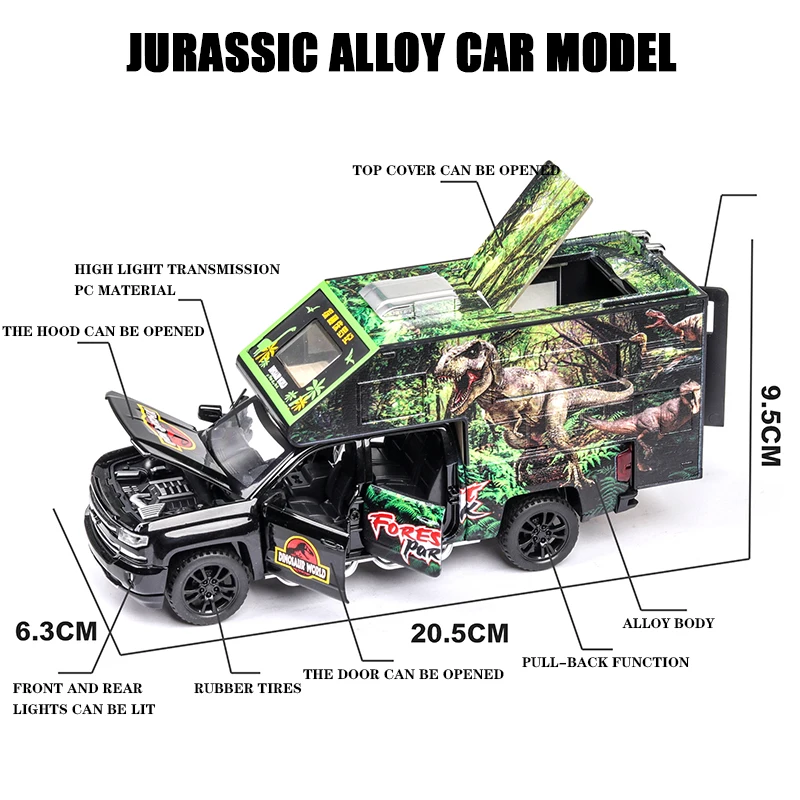 1:32, большой динозавр Юрского периода, экскурсионная модель автомобиля из сплава, литая модель игрушечного автомобиля, игрушки для детей, рождественский подарок