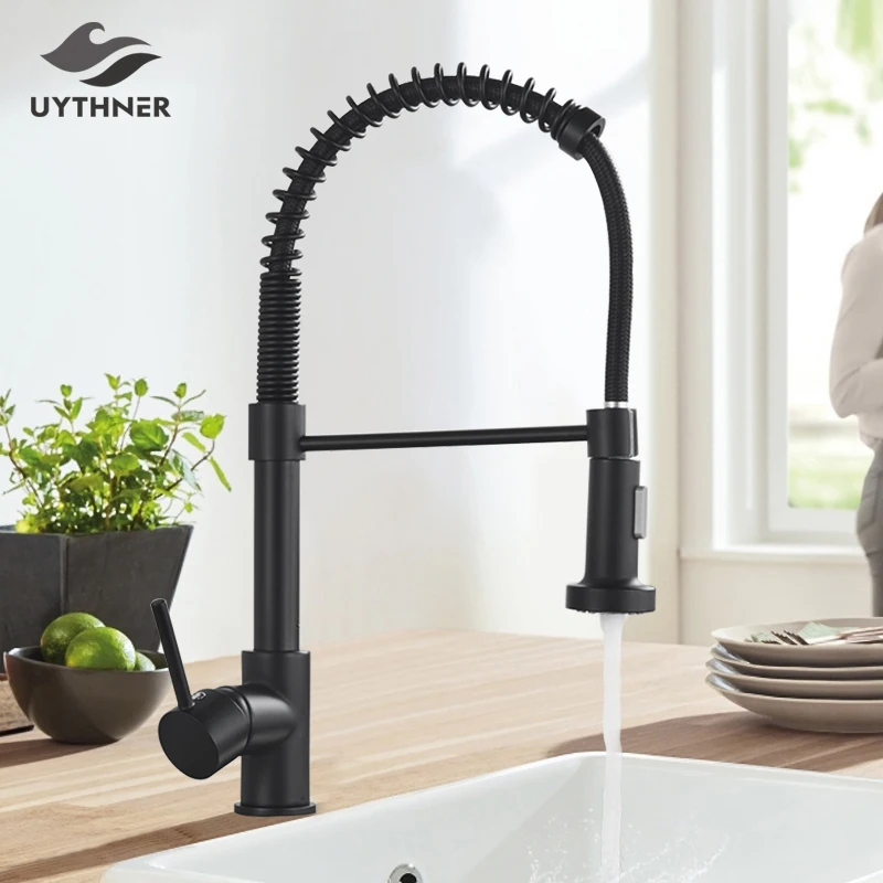 006 NEW Kitchen Sink Kitchen Faucet Water Tap Single Lever Mixer Black K-Type 