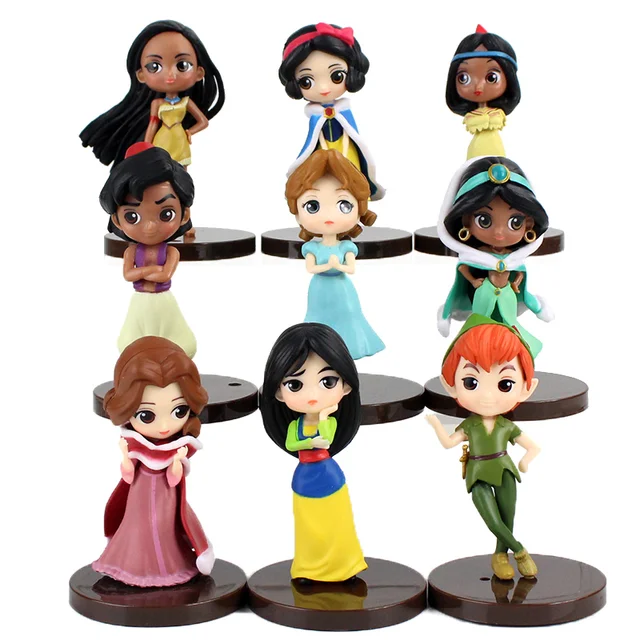 9pcs/Set Q Posket Princess Snow White Cinderella Mulan Tangled 