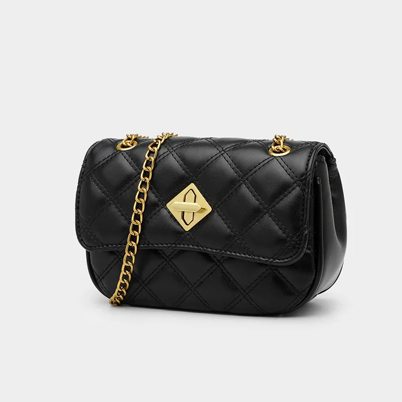 

2020 New Style Korean-style PU Handbag Solid Color Mini Rhombus Chain Bag Douyin Hot Selling Small Bag Women's