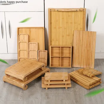 

Rectangular Bamboo Dinner Plate Home Use Restaurant Dinner Plate Wooden Pallet Sushi Dish Seasoning Dish Divider Tableware Tray
