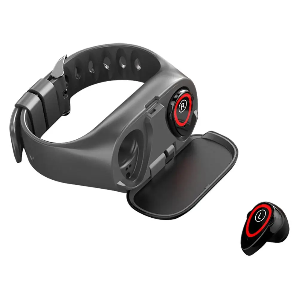Серебристый С Bluetooth наушниками Smartwatch для Android IOS Phone 2 в 1 Hate Rate Монитор артериального давления спортивный браслет M1 Смарт-браслет - Цвет: Серебристый