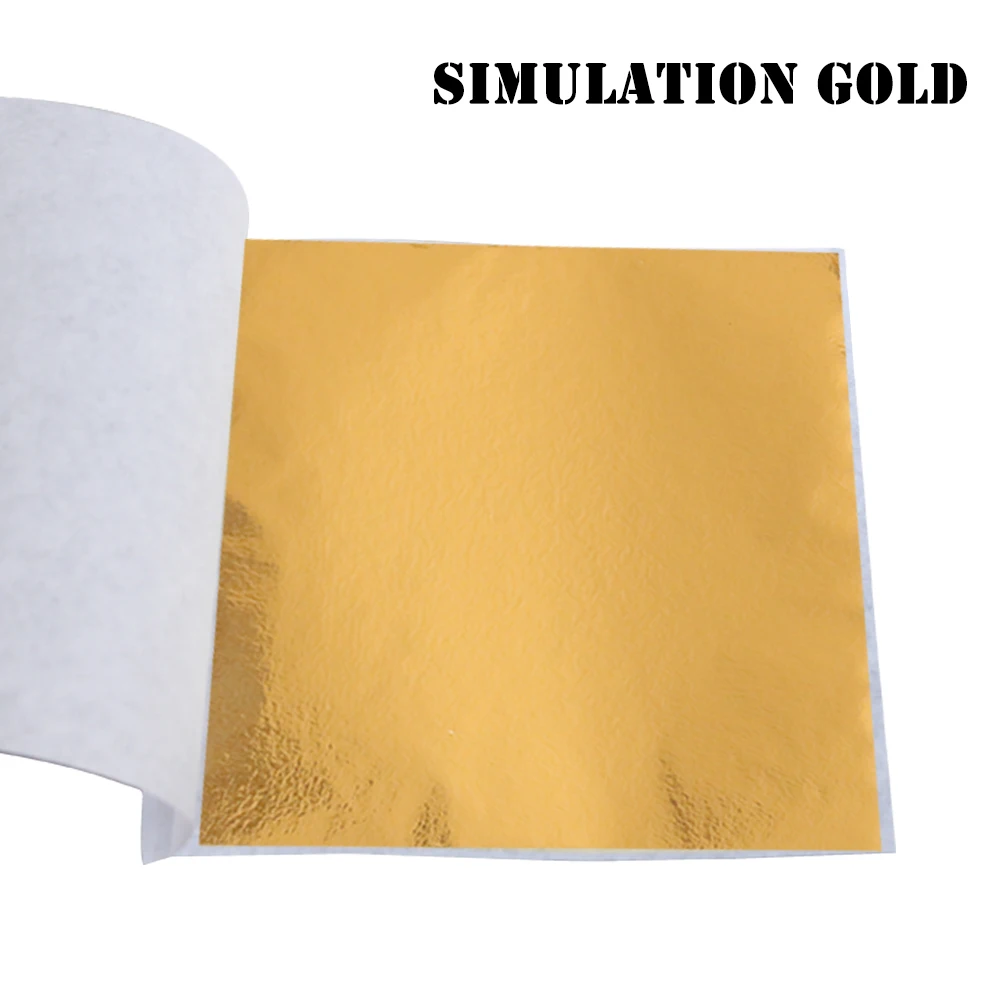 Simulation GOld Имитация листов золотого листа фольга бумага 10 шт. 8X8,5 см для художественных ремесел статуя украшения ногтей красочный золотой лист фольга бумага позолота - Цвет: Simulation GOld