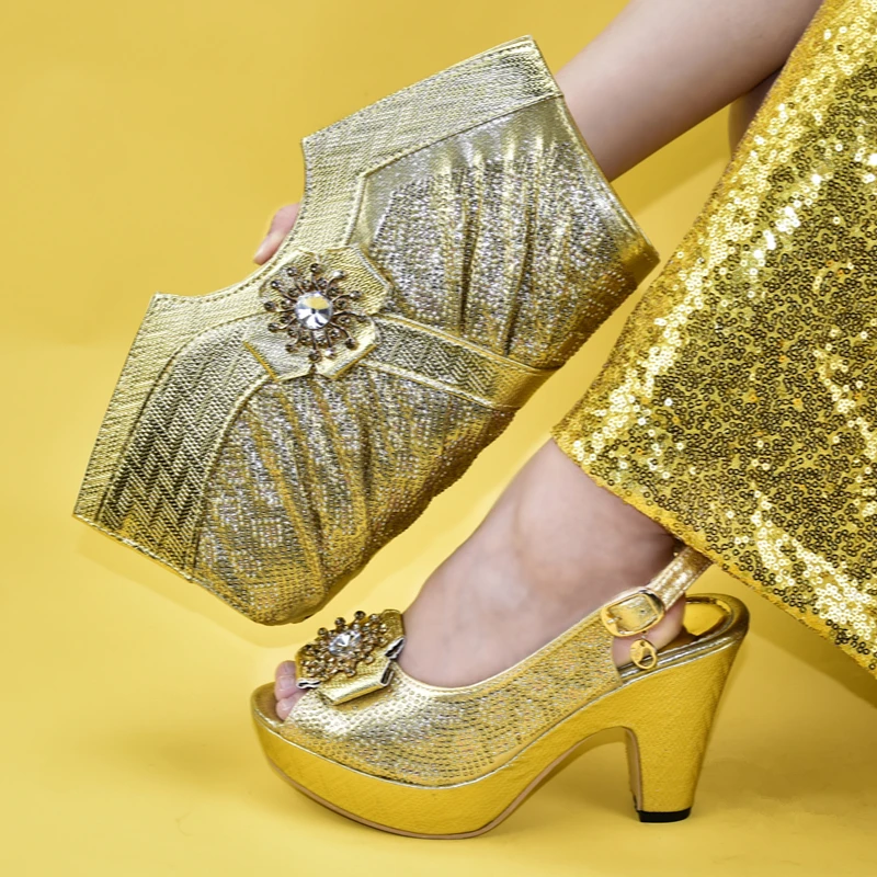 

High quality of nigeria party shoes and bag set matching italian shoes and bag set for african party