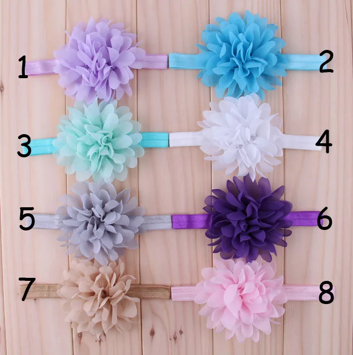 

Hot Selling Europe And America CHILDREN'S Hair Ribbon Baby Chiffon Cloth Flower + Elasticity Headband Shop Supply of Goods