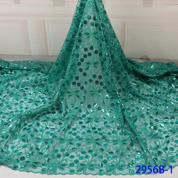 

Luxury French Mesh Lace Fabric Nigerian Lace Fabric 2019 High Quality Lace Sequin Lace Fabric For Evening Party Dress GD2956B-1