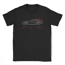 Camisetas "Back To The Future" Delorean Neon Outline para hombre, de estilo Vintage Camiseta de algodón, camisetas de diseñador gráfico, Tops con cuello redondo