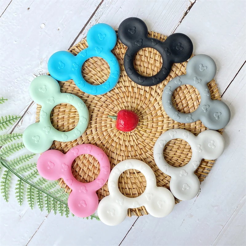 1pcs BPA Free Mickey silicone Teether Food Grade Cartoon Teether Nursing Gift  DIY Baby Teething Teether Toy Accessories Ring 3