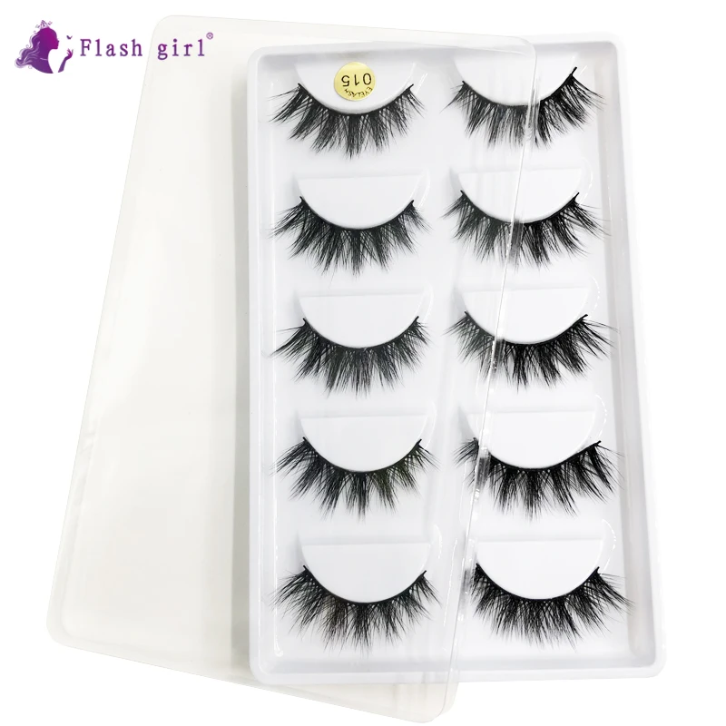 

Flash girl Professional lashes supply 015 best quality 5 pairs 3D mink natural false eyelashes 100% handmade