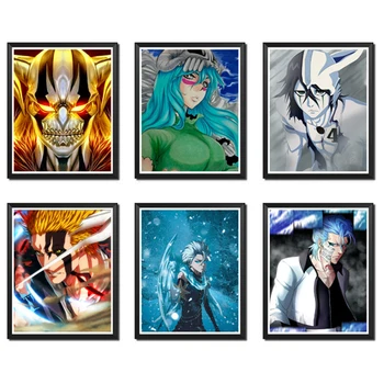 

Bleach Anime Fan Art Design Canvas Art Print Poster Ichigo Toushirou Grimmjow Ulquiorra ,8 x 10 Inches,No Frame,Set of 6