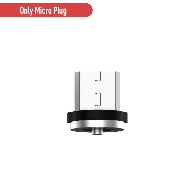 Only Micro USB Plug Магнитный кабель ROCK для быстрой зарядки с разъемом type-C Micro Usb для быстрой зарядки Usb C светодиодный светильник для iPhone Xiaomi huawei Phone 1 м магнитное зарядное устройство - Цвет: Only Micro USB Plug