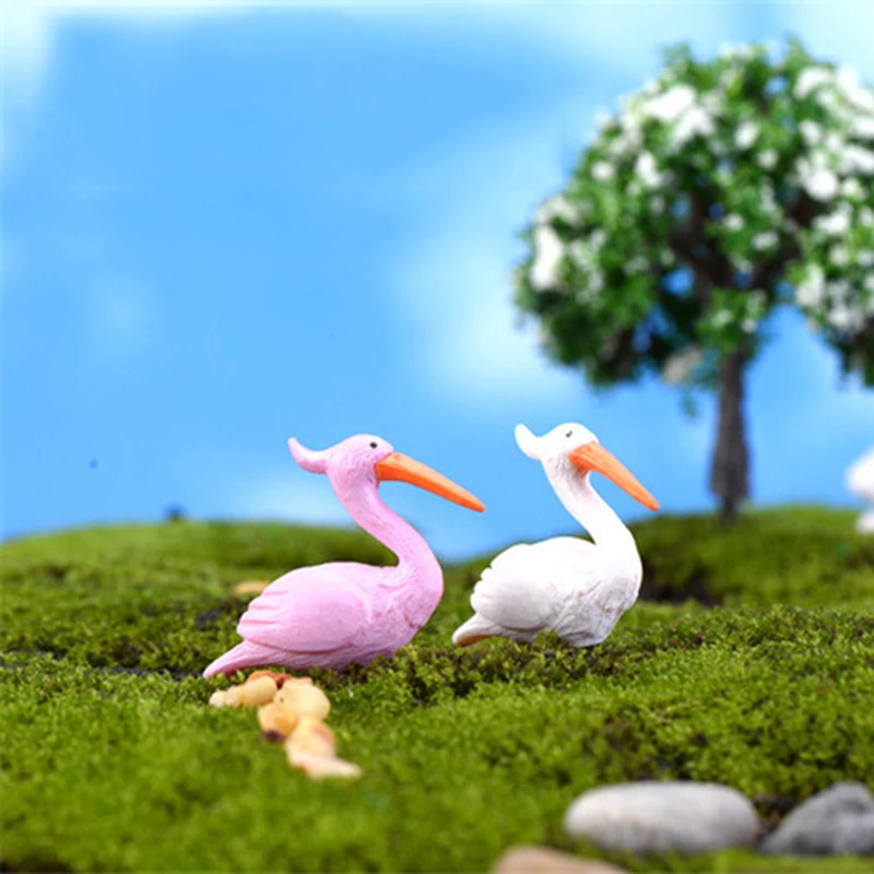 Elegant Flamingo Lucky Bird Model Small Statue Figurine Micro Crafts Ornament Miniatures DIY Home Garden Decor Doll Toy