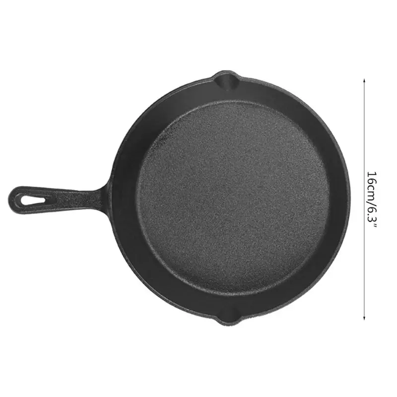16Cm/6.30In Cooking Pan Non-Stick Iron Coating Frying Pan Portable Long Handle Fried Eggs Making Breakfast Home Kitchen Supply