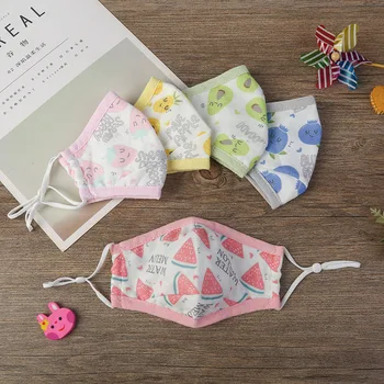 

3 PCS Kid Mask Cotton Children Masks Fruit Animal Pattern Baby Face Mouth Mask PM2.5 Anti-dust Windproof Breathable Cute Mask