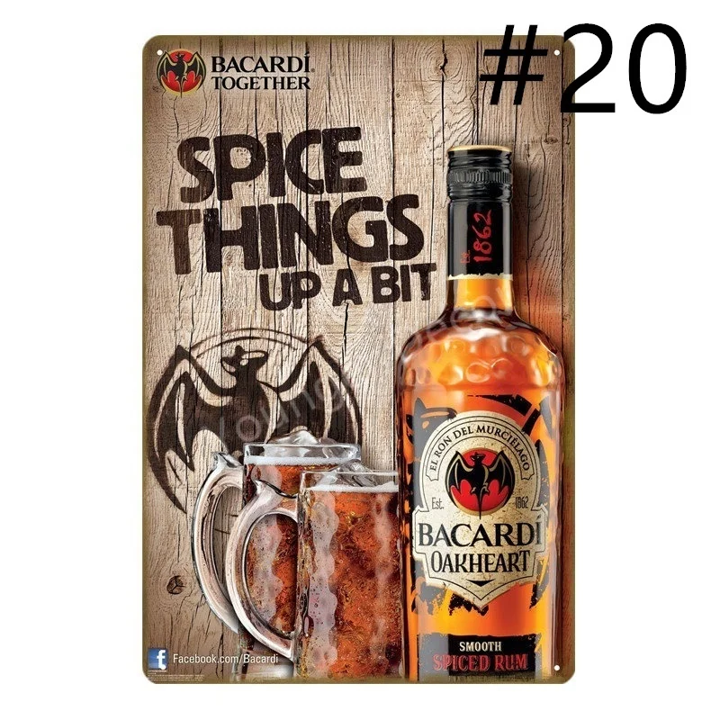 Оранжевый Ретро пивной бар Декор Bacardi металлический плакат Гавана клуб оловянные знаки дополнительные украшения старинные стены Искусство Живопись доска - Цвет: Оранжевый