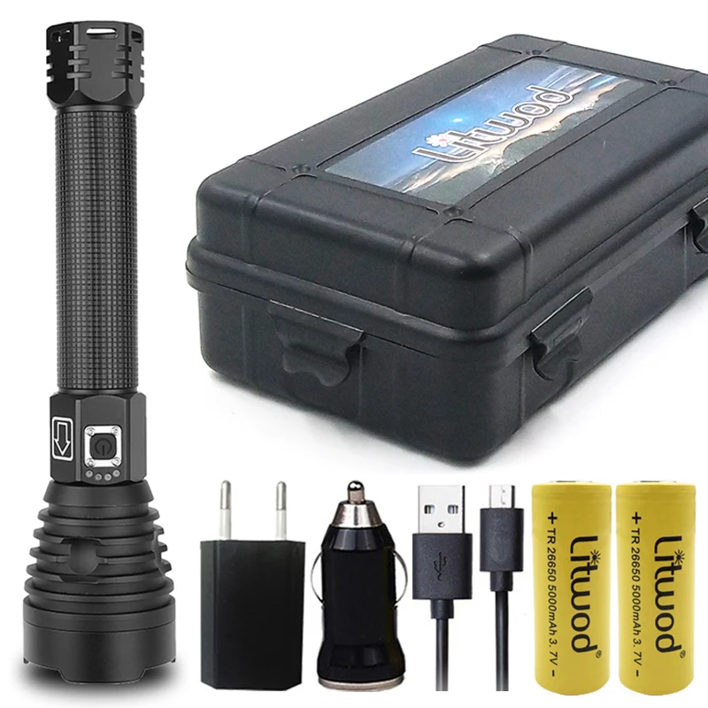 

Xlamp XHP90 Z351909 the most powerful led flashlight power 26650 or 18650 battery & xhp70.2 Tactical Flash light torch
