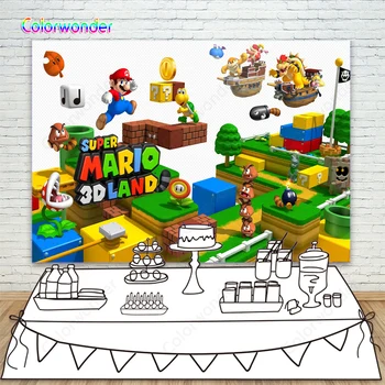 

Photo Background Super Marios Bros Game Backdrop Kids Birthday Party Decoration Supplies Photo Studio Props Photocall Photophone