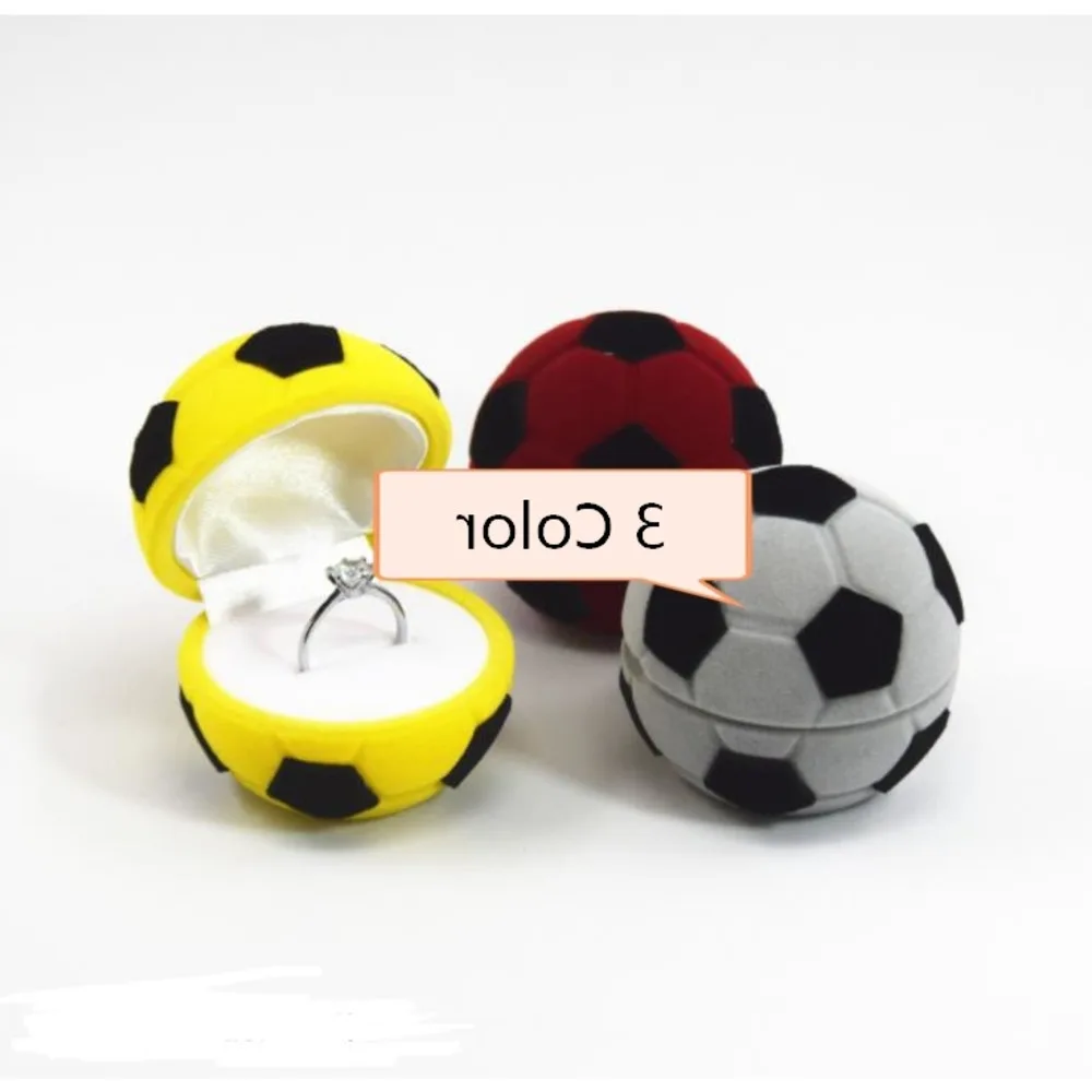 

100pcs/lot Creative Flocking Ring Box Football Shap Jewelry Boxes Display Rack Gift Box Wholesale