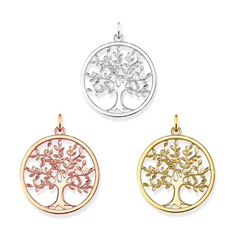 

3 Colors Round Life Tree Pendants 925 Sterling Silver Rose Gold Color Fashion Jewelry Necklace Accessories Women Men Wholesale