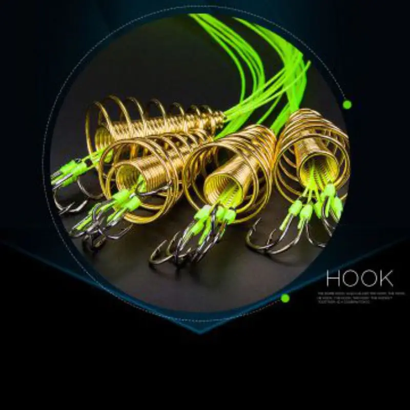 

4 Pcs/Lot Hooks Explosion Fishing Hook Sharp Fishing Lure Bait Trap Hook With Stainless Steel Feathers Fishing Feeder Cage