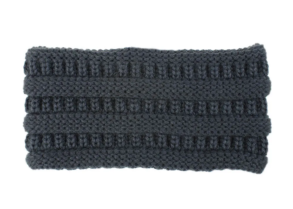 8 Dark grey no logo Вязаная повязка на голову с конским хвостом, спортивные тканые крученые повязки на голову, ручная работа, вязаные эластичные женские повязки на голову, защищенные ушами, теплые зимние WH200D - Цвет: 8 Dark grey no logo