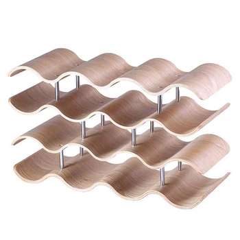 

New Wooden Wave Wine Rack/Creative Home Grape Wine Shelf Wine Cabinet/Solid Wood Bottle Rack (4 Layers 42.5x15.5x24Cm)