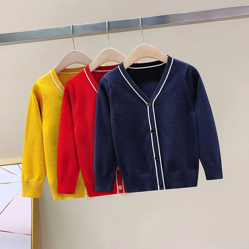 

Baby Girl Sweater Solid Color Cardigan Girls Spring Fall Sweater for Teenage Boys Children Knit Cardigans Big Boy Clothes New