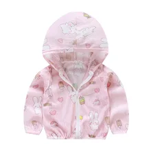  Toddler Kids Summer Sunscreen Jackets Printing Hooded Outerwear Zipper Coats Tops Baby Costume Outfit Baby Clothes 