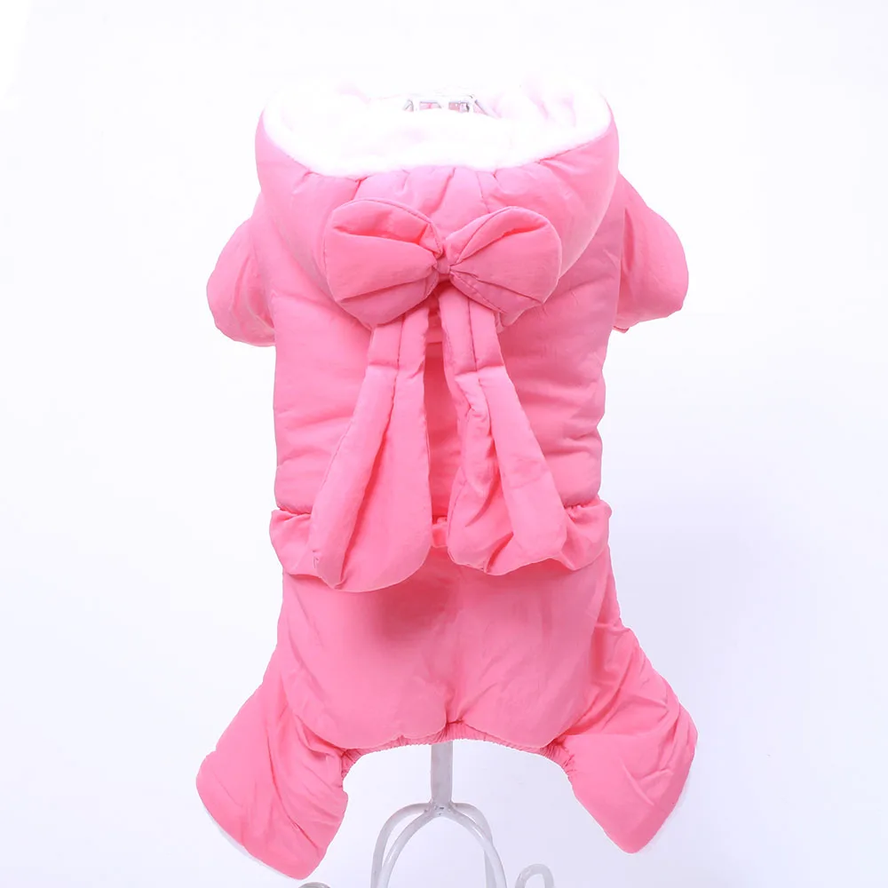 Dark Pink Теплый комбинезон для собак, пальто для питомцев, толстовка с капюшоном для щенков, пальто с героями мультфильмов, осень/зима, маленькие и средние собаки, 5 размеров - Цвет: Dark Pink
