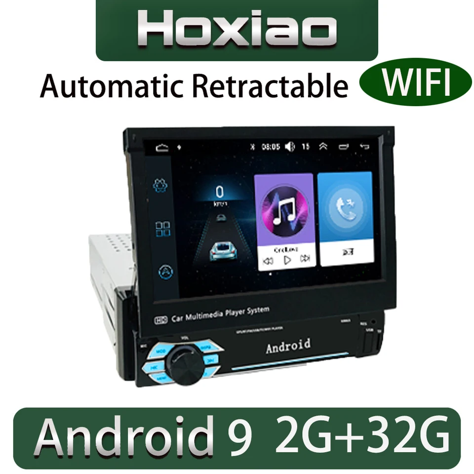 Automatic Retractable Car Radio 1 Din 7 Inch Android GPS WIFI