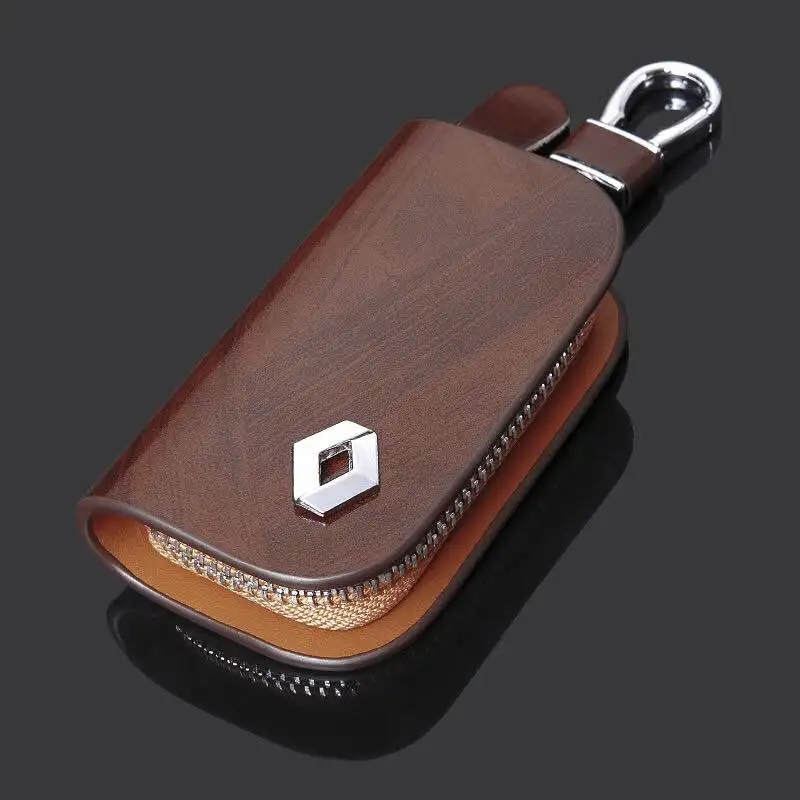 

Leather Car Logo Key Cover Remote Key Case Wallet For Renault Clio Espace Duster Megane Kwid Kadjar Car Accessories