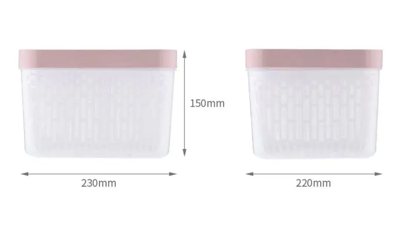 square Пластиковый для хранения еды коробка с Drainer корзина холодильник сохранение герметичный контейнер для морозильной камеры органайзер для хранения на кухне - Цвет: square
