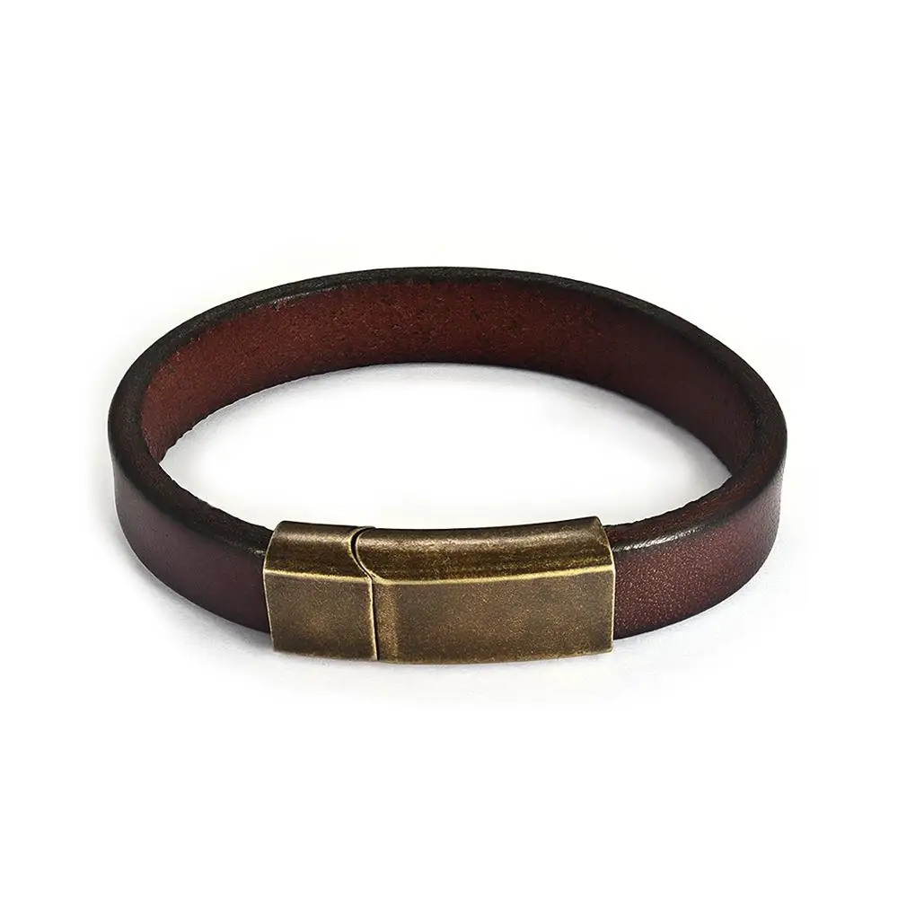 Jiayiqi мужской браслет винтажный черный/коричневый из натуральной кожи мужские часы наручные браслеты мужские ювелирные изделия 20 см/18,5 см - Окраска металла: Vintage Brown