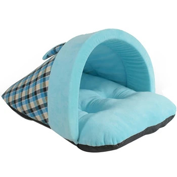 

British Style Warm Soft Dog Beds Winter Warm Pet Slippers Beds Kennel House for Cats Sleeping Bag Nest Cave Bed
