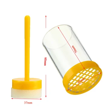 

2PCS Beekeeping Queen King Rearing Bee Marking Cage Yellow Plastic Bottle Soft Plunger Insect Bees Tools Kit System Supplies