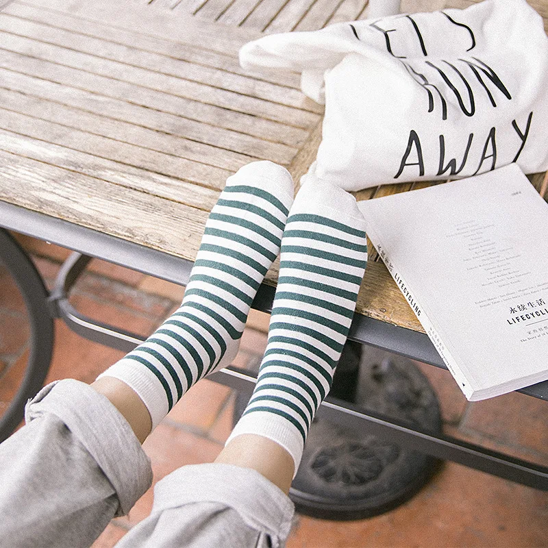 Женские носки ярких цветов в полоску, хлопковые носки средней длины без пятки, модные женские носки, простые и универсальные носки для детей