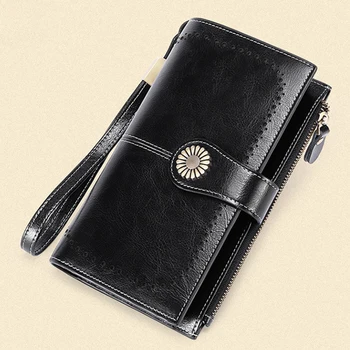 

Casual RFID Blocking Multi Slot Large Capacity Travel Zipper Hasp Solid Long Purse Women Wallet Cash Card Holder Anti Theft