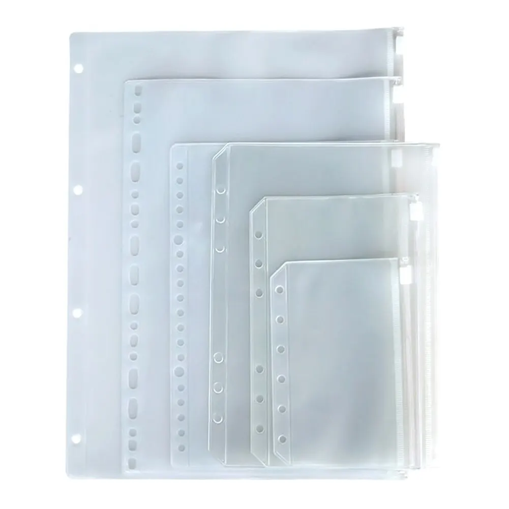 jeerbly pochettes transparentes pour classeur A5 A6 A7 avec fermeture  éclair en PVC étanche, pour classeur à 6 anneaux pour Documents Cahiers  Cartes