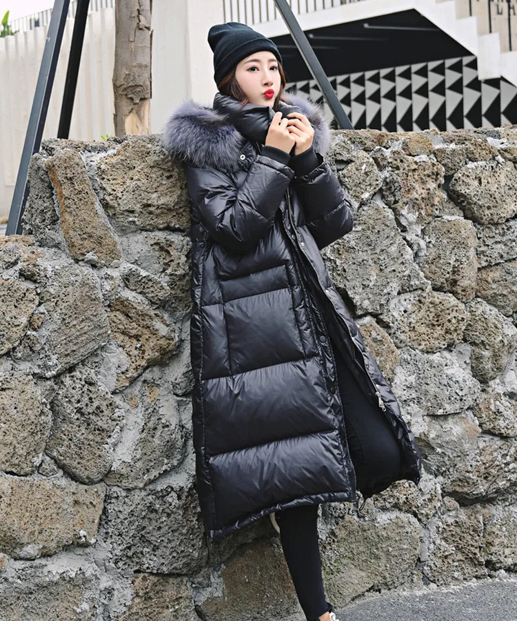 2019 новый зимний белый пуховик женский большой меховой воротник с капюшоном пальто корейский длинный толстый теплый пуховик повседневное