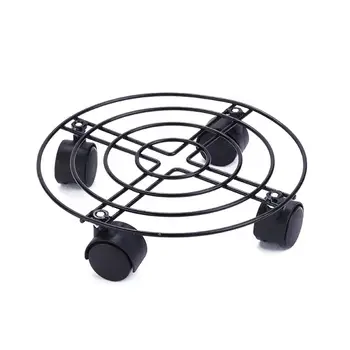 

Metal Plant Caddy Heavy Duty Iron Potted Plant Stand With 4 Wheels Floor-standing Round Flower Pot Rack On Rollers Dolly Holder