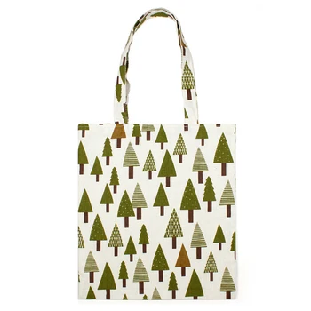 

8PCS / LOT Women Eco Foldable Canvas Printing Reusable Shopping Storage Bag DIY Creative Pastoral Style One-Shoulder Bag