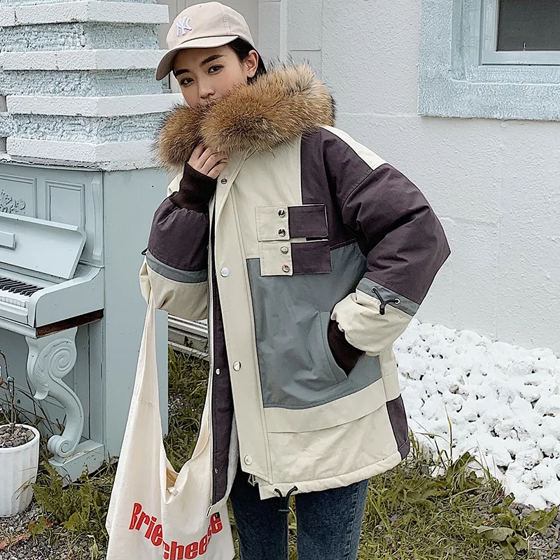 

Cotton-padded Clothes Women's 19 Years Winter New Style Korean-style Workwear Cotton Coat Faux Lambswool Large Size Loose-Fit Mi